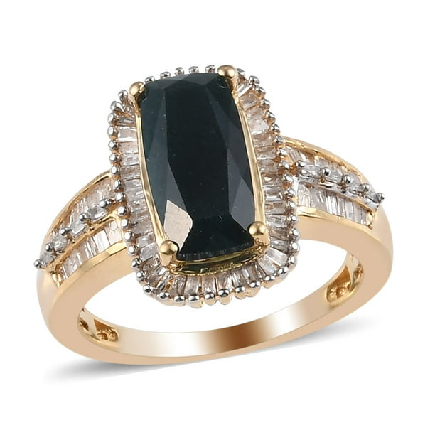 925 Sterling Silver 14K Yellow Gold Diamond Statement Ring Jewelry Gift Size 10